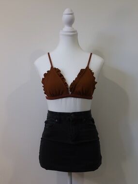 Zaful Terracotta Rust Ruffle Triangle Bikini Boho Coastal Cowgirl Swimwear Small